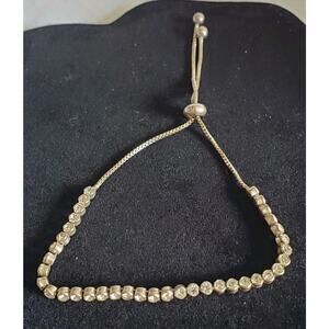 4 In Silver Tone Rhinestone Lariat Style Sliding Clasp Bracelet Mothers Day Gift